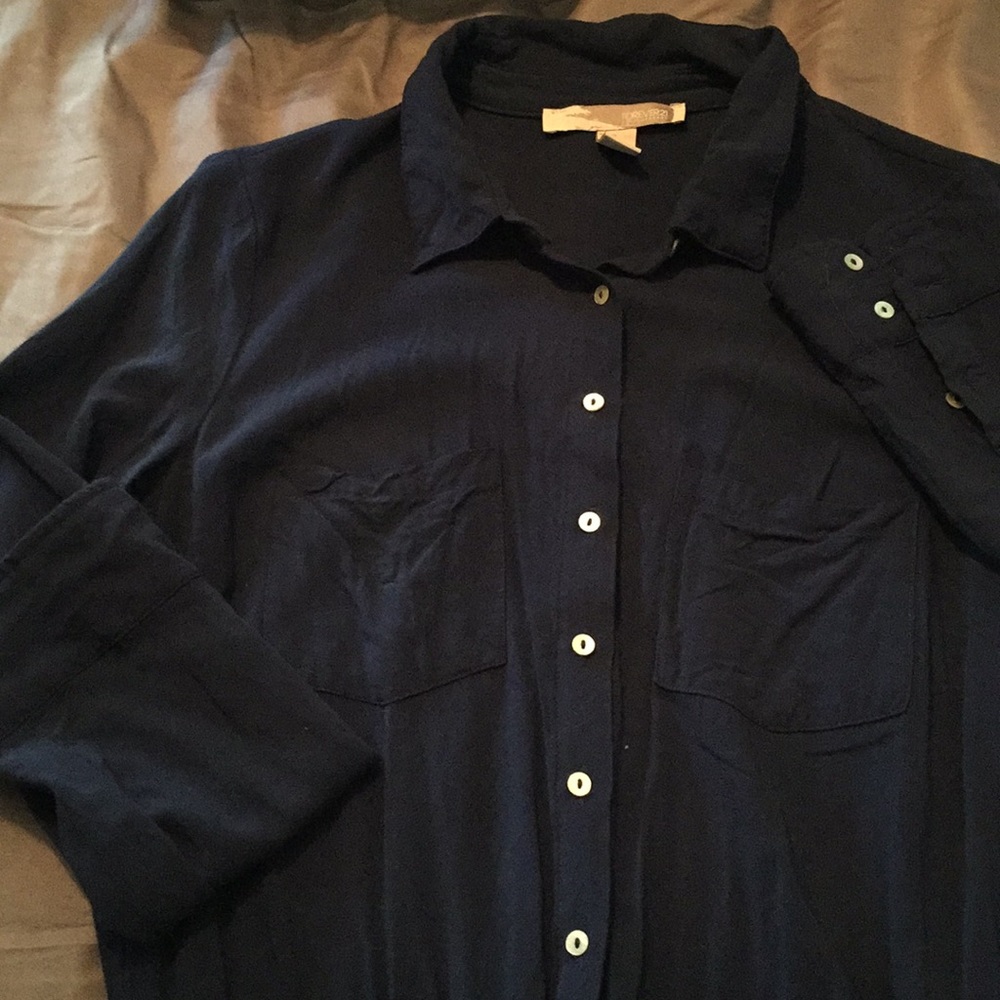 Navy Button up Romper